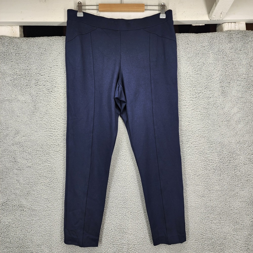 Cache Navy Blue‎ Zipper Ankle Pants Women's Size 12 Rayon Blend